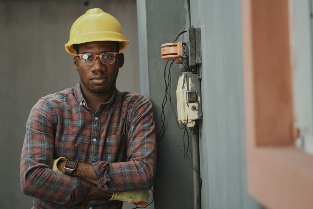 Gold Point Services technician checking an electrical distribution board